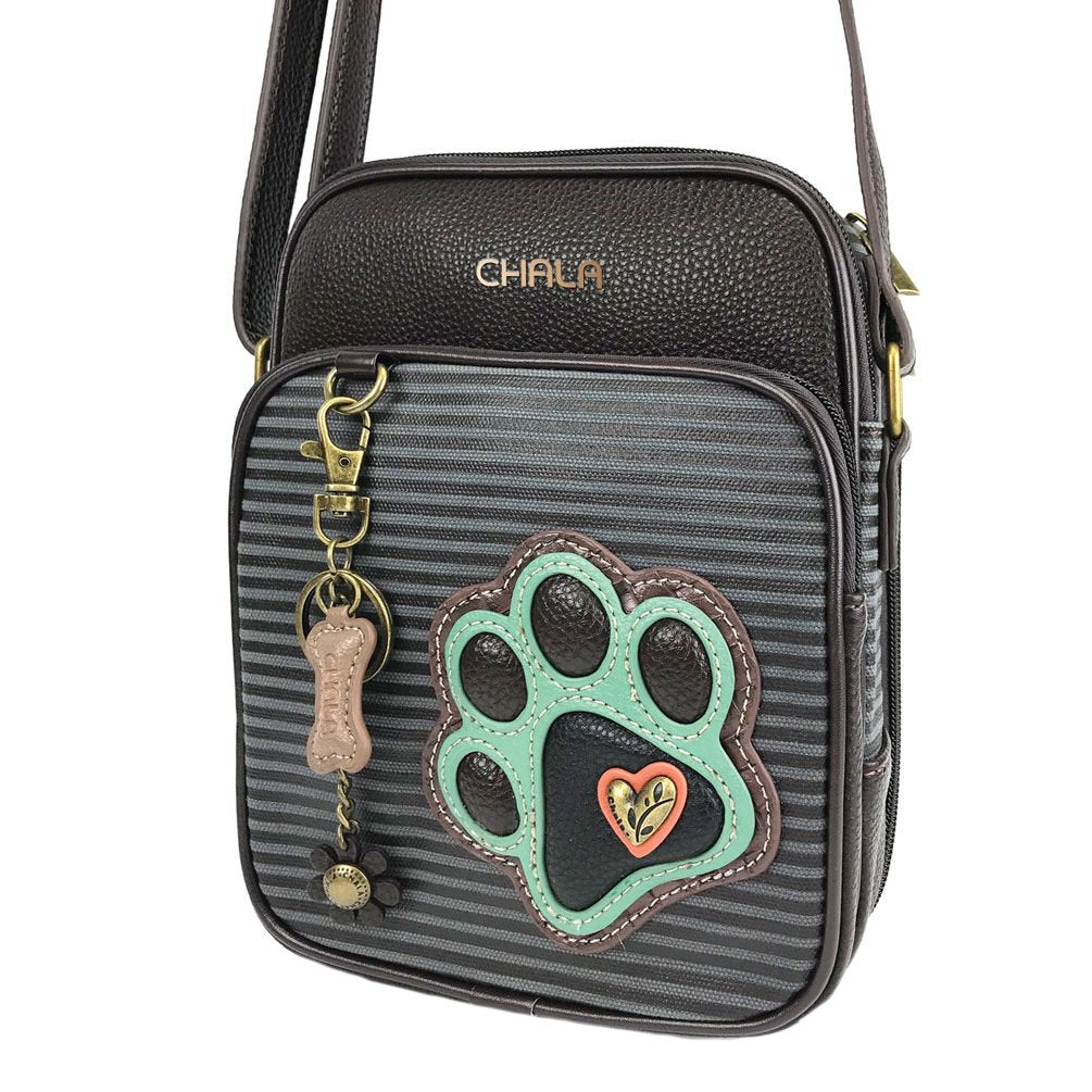 Chala Cell Phone Crossbody Bag Paw Print - Gray