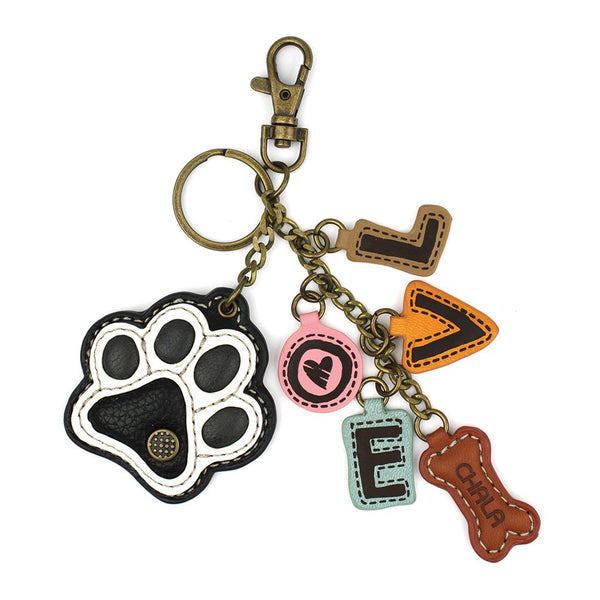 Chala Charming Charms Keychain PAW+LOVE Purse Charm, Key