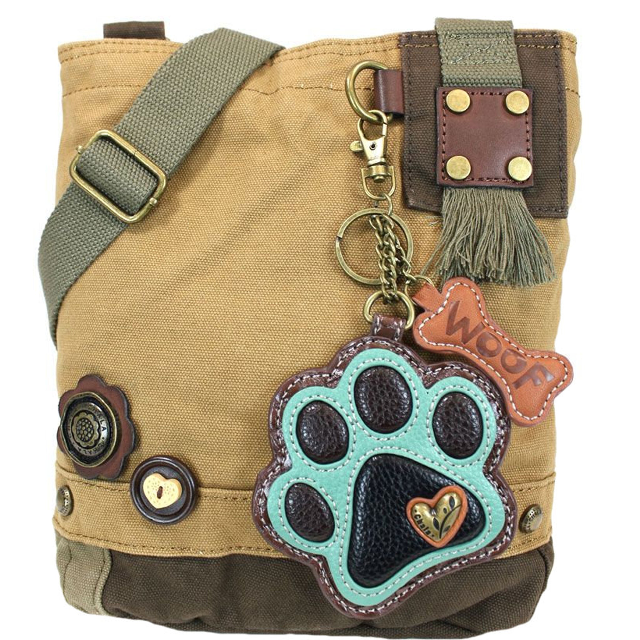 Handbag-Satchel, Dual Segment Style, Pawprint xBody Bag, Plum| Animales  online